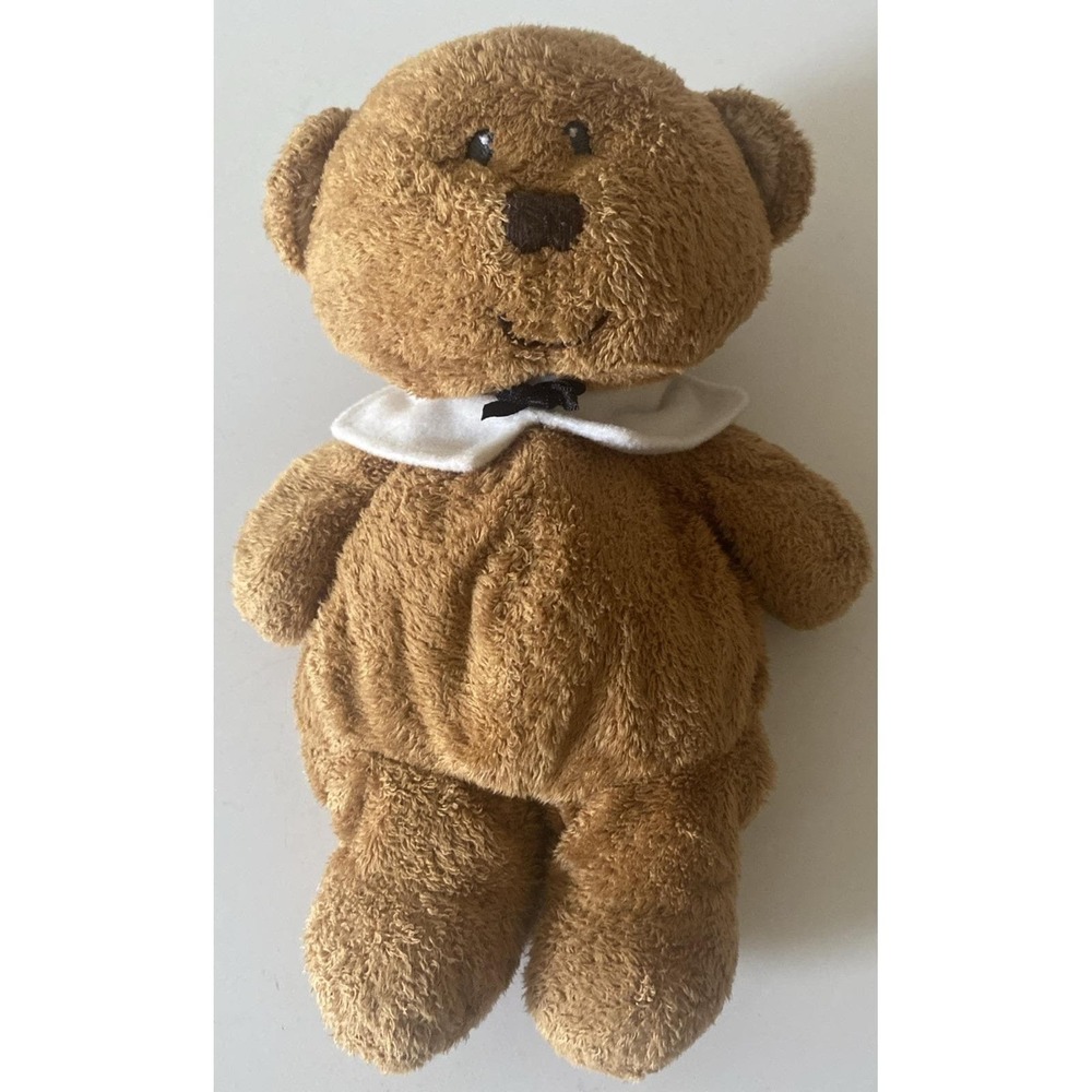 Ty Pluffies  Baby Bear Brown Plush Tylux Stuffed Lovey 2008 White Collar